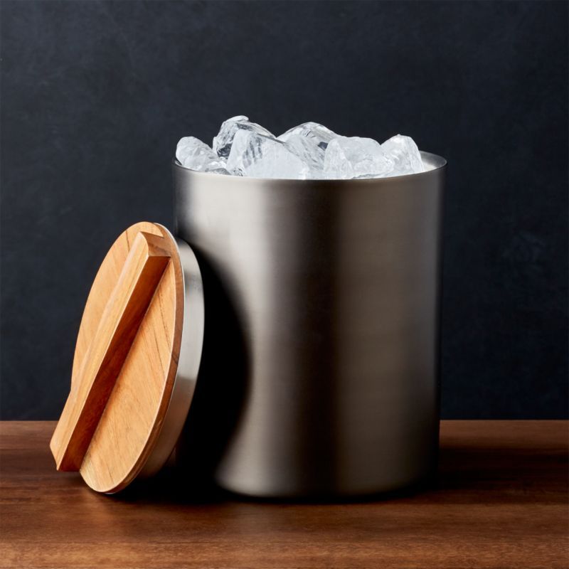Fenton Graphite and Wood Ice Bucket + Reviews | Crate & Barrel | Crate & Barrel