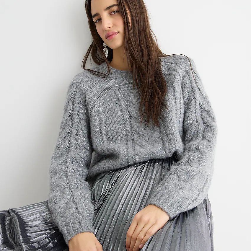 Metallic cable-knit sweater | J.Crew US