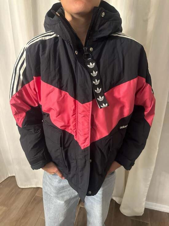 Adidas Originals Colorblock Chevron Puffer Jacket with Hood | Poshmark
