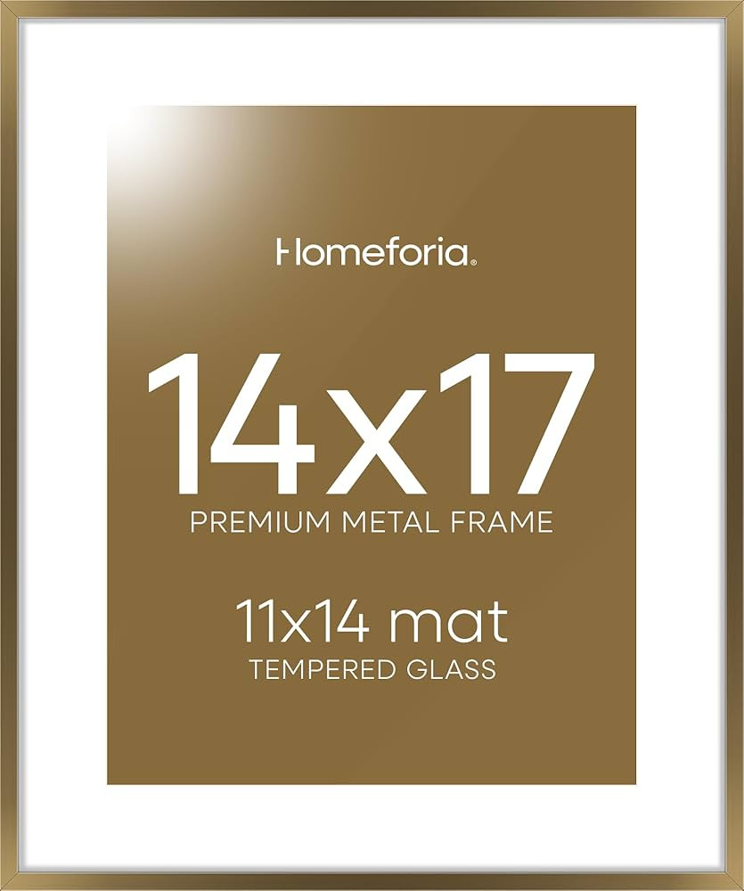 Homeforia 14x17 Picture Frame Bronze, High End Metal 14x17 Brass Poster Frames with Mat 11x14 for... | Amazon (US)