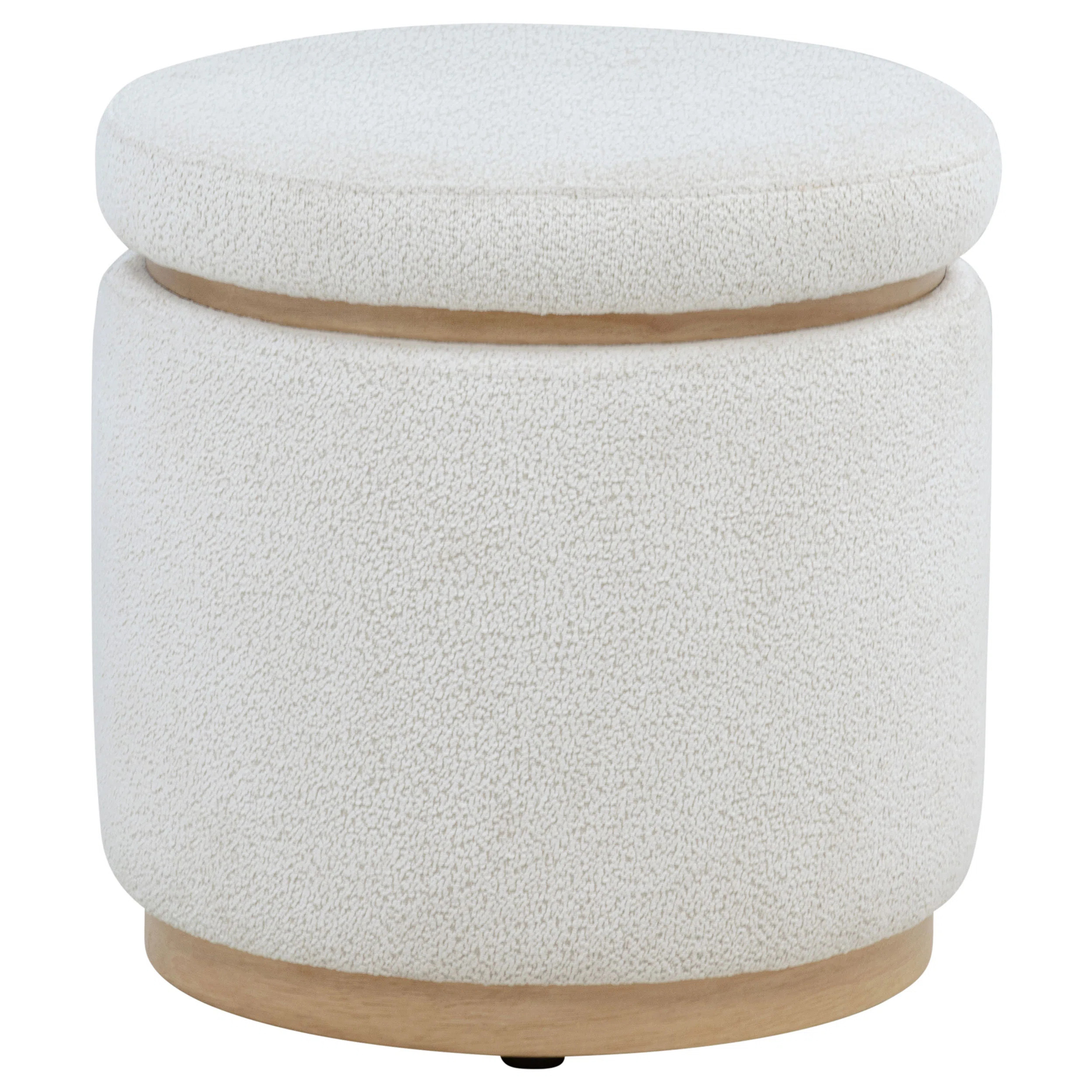Remuda Boucle Upholstered Round Storage Ottoman Ivory | Wayfair North America