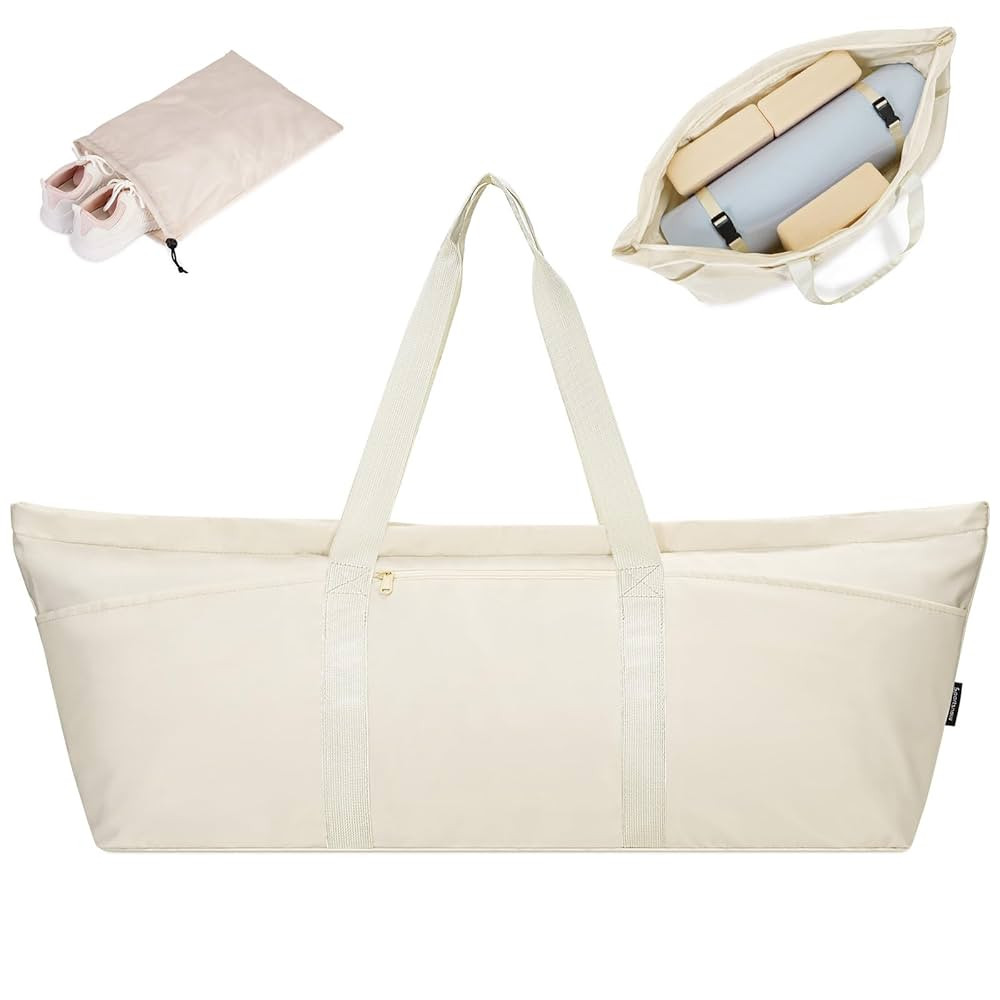 Large Yoga Mat Bag with Shoes Compartment and Wet Pocket Ladies Pilates Gym Tote Bag with Yoga Ma... | Amazon (US)