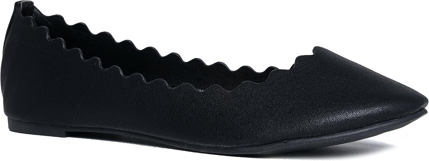 J. Adams Cute Scalloped Ballet Flat - Classic Slip On Flat - Comfortable Closed Toe Shoes - Janie | Amazon (US)