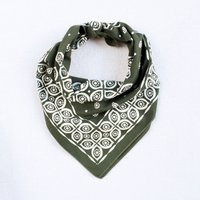 Hand Printed Paisley Bandana, Olive Green Cotton Scarf, Hiking Accessory, Bandanas For Women & Men, Eye Pattern, A Practical Unisex Gift | Etsy (US)