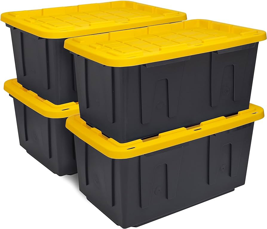 CX BLACK & YELLOW®, 27-Gallon Heavy Duty Tough Storage Container & Snap-Tight Lid, (14.3”H x 2... | Amazon (US)