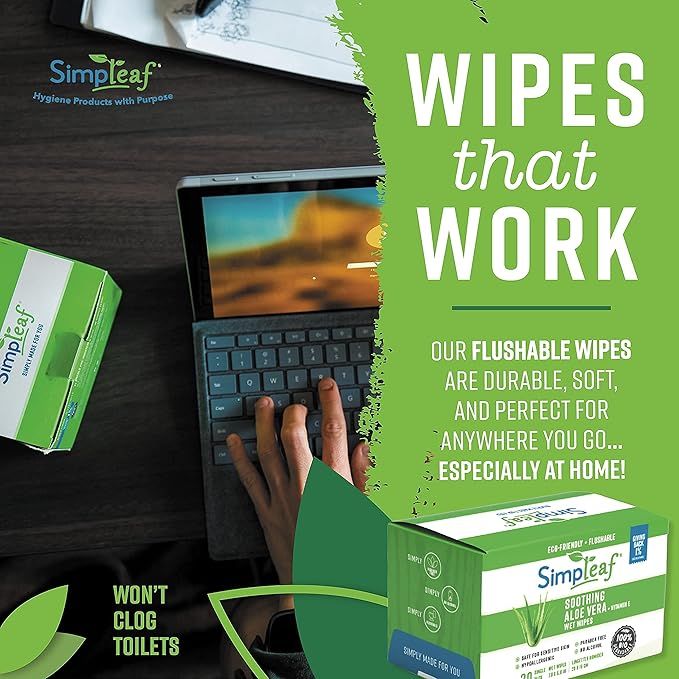 Simpleaf Flushable Single Pack Wet Wipes | Eco- Friendly, Paraben & Alcohol Free | Hypoallergenic... | Amazon (US)
