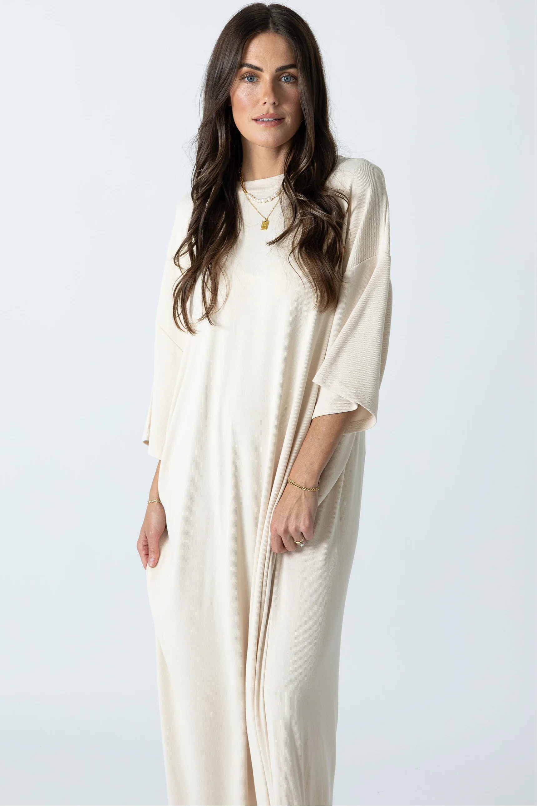 Isn't She Lovely Dress Oatmeal L/XL | The Foxy Kind