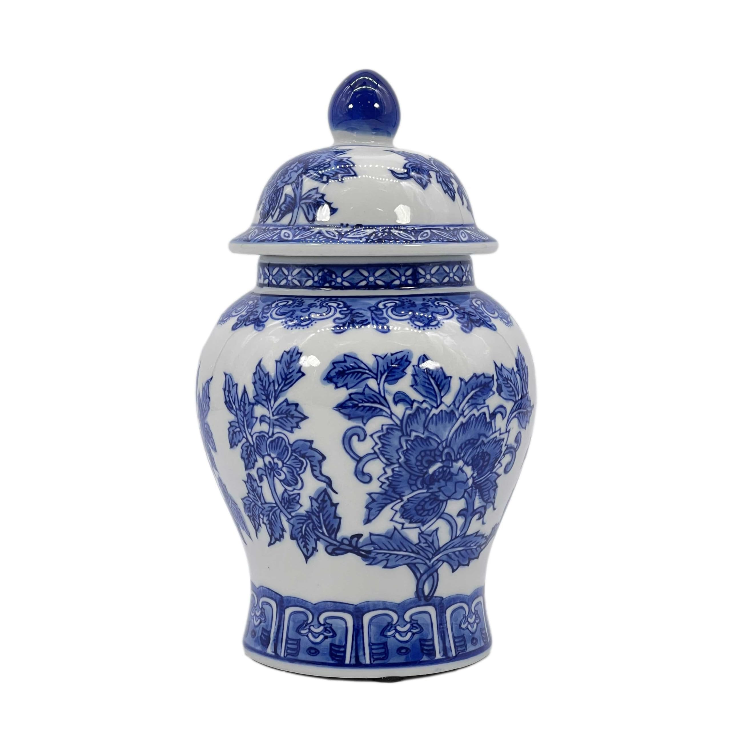 8" Ceramic Ginger Jar w/Lid - Classic Chinese Style Porcelain Jar Tea Storage for Home Decor Deco... | Amazon (US)