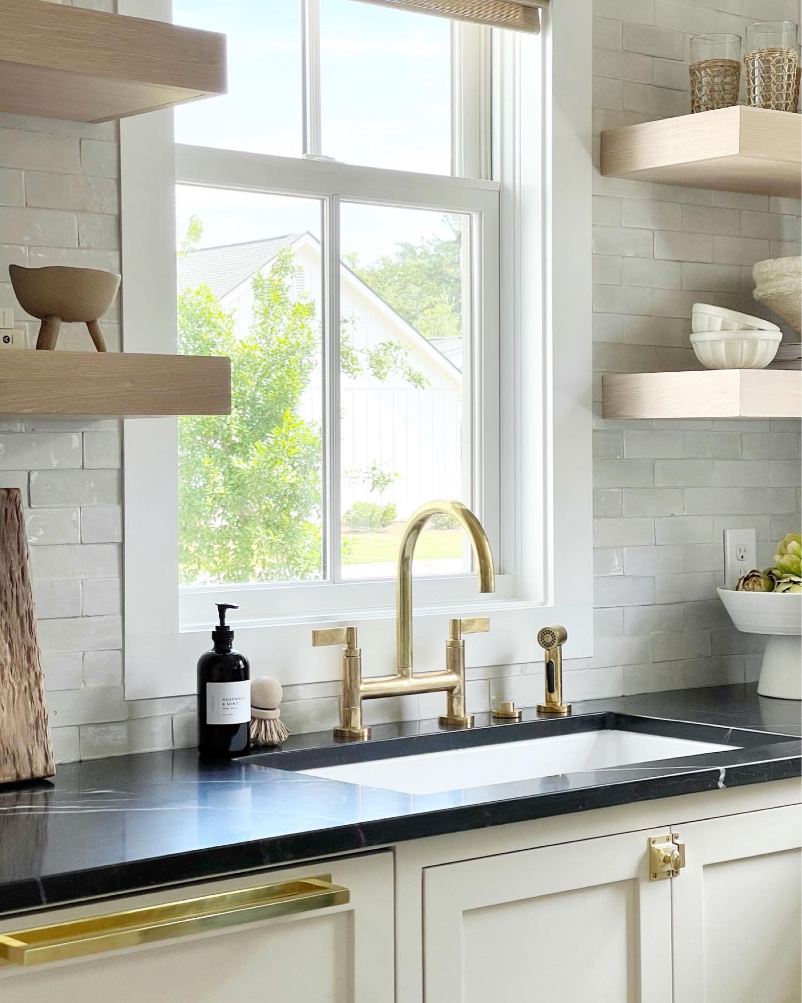 Bridge faucet.  Brass kitchen faucet.  Kitchen decor.  Soap pump.  Kitchen counter decor.  Kitchen island decor 

#LTKunder50 #LTKhome #LTKstyletip