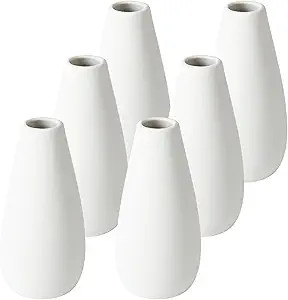 YANLING 6 Pcs White Ceramic Vases for Home Decor, 6 inch Modern Ceramic Vase for Centerpieces Sma... | Amazon (US)