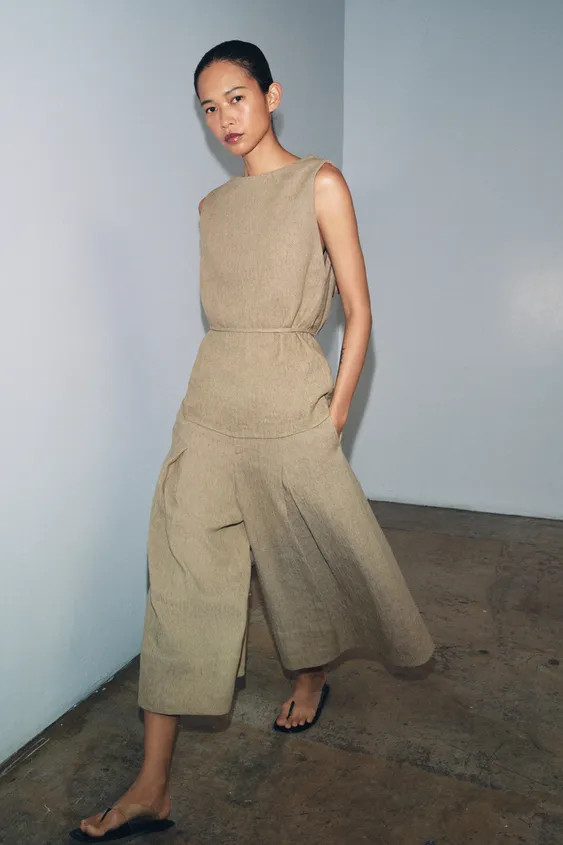 BELTED LINEN TOP ZW COLLECTION | Zara US