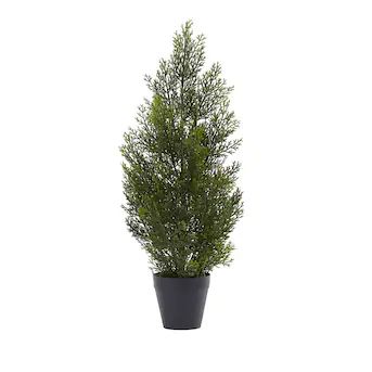 Nearly Natural 24-in Green Indoor/Outdoor Artificial Cedar Pine Artificial Tree | Lowe's