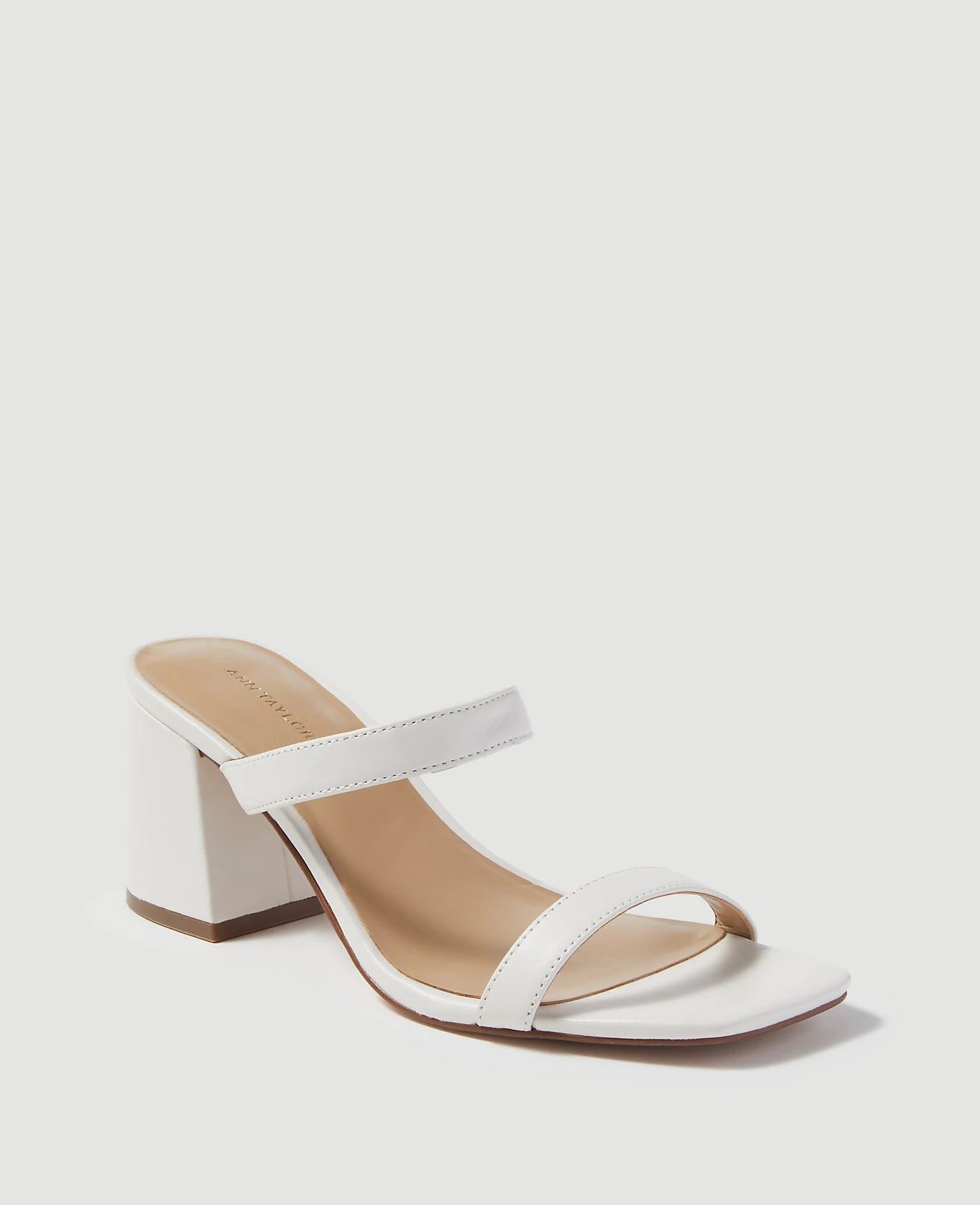 Fiona Leather Two-Strap Block Heel Sandals | Ann Taylor (US)