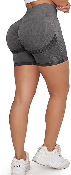 YEOREO Women High Waist Workout Yoga Gym Smile Contour Seamless Cycling Shorts | Amazon (US)