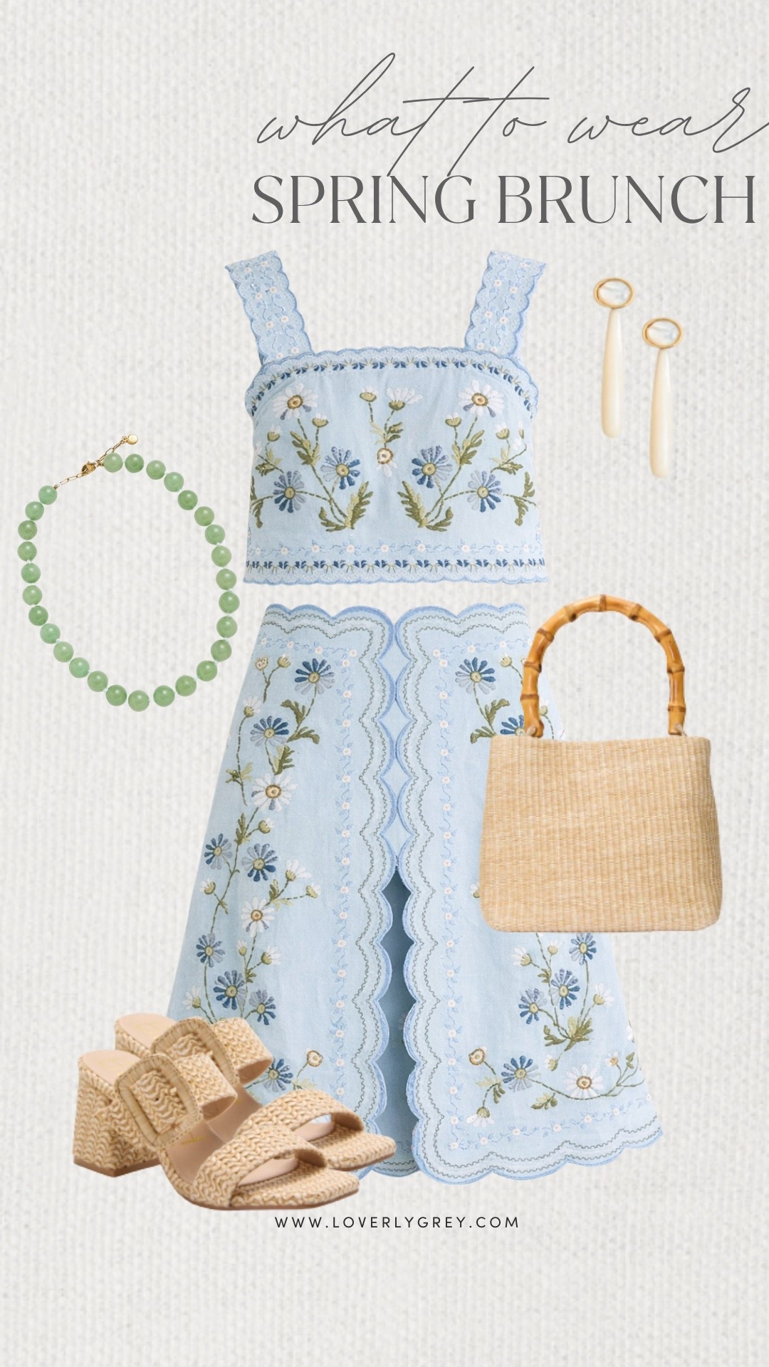 Loverly Grey, what to wear for a spring brunch. This matching set is a must have for the season! Pair it with a beaded green necklace, raffia heels and a matching purse to complete the look! Loverly Grey, what to wear, spring brunch

#LTKgrwm #LTKdayinmylife #LTKootd
