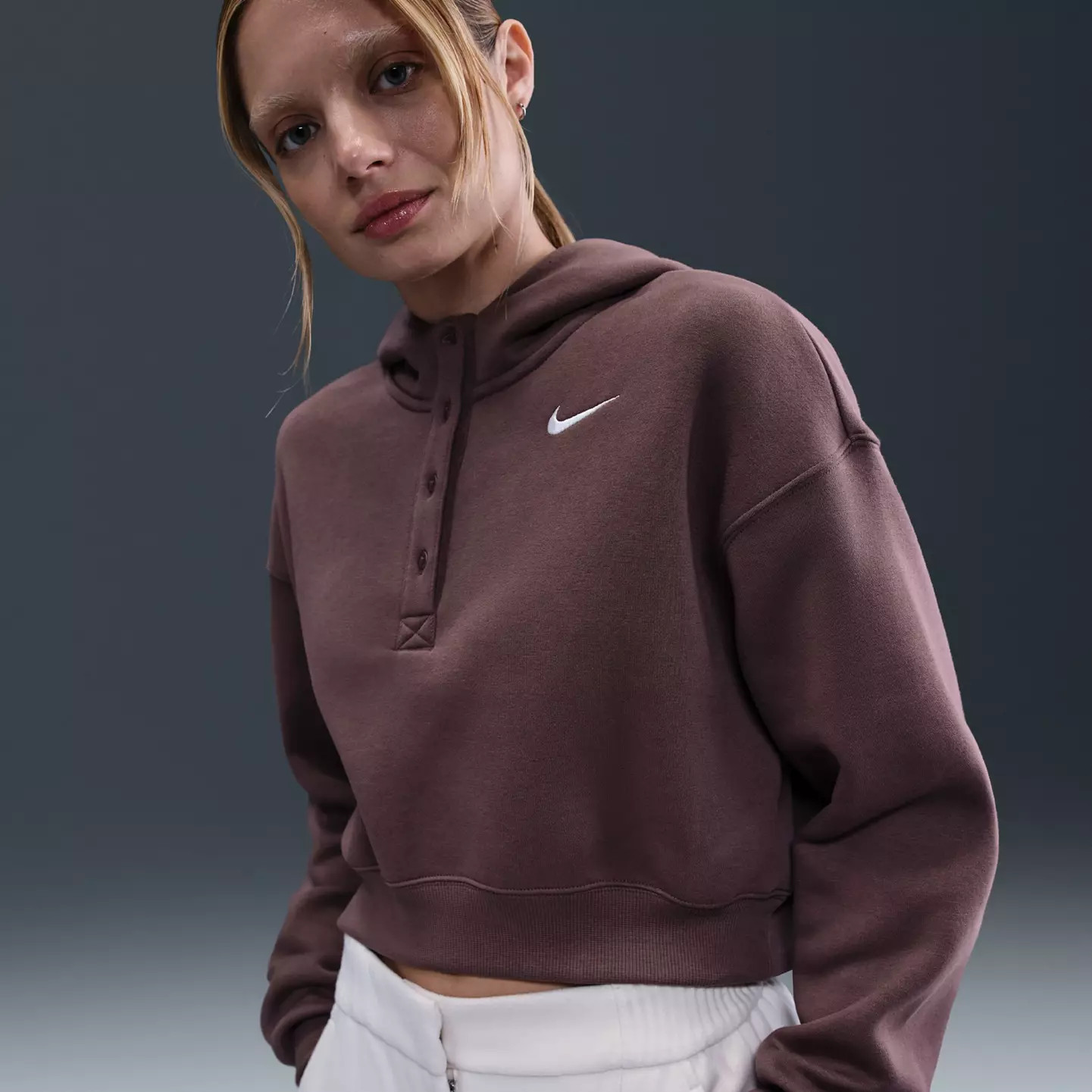 Nike Women's Phoenix Fleece Cropped Henley Hoodie | DICK'S Sporting Goods
