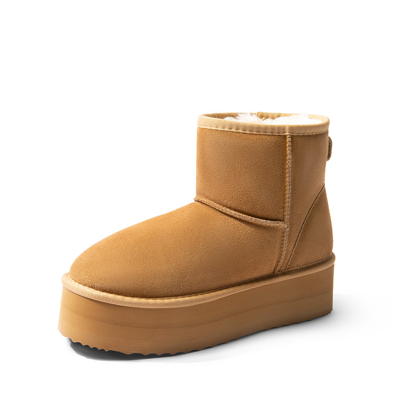DREAM PAIRS FuzzyClassic Platform Low Boot Genuine Suede Snow Boots | Dream Pairs