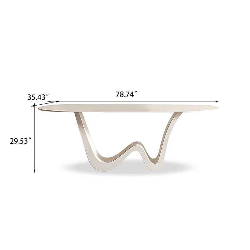 Amberann Oval Stone Top Metal Base Dining Table | Wayfair North America