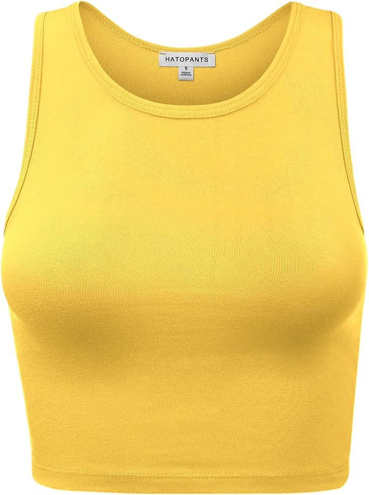 Women Sleeveless Cami Crop Tank Tops Racerback High Halter Neck Shirts | Amazon (US)
