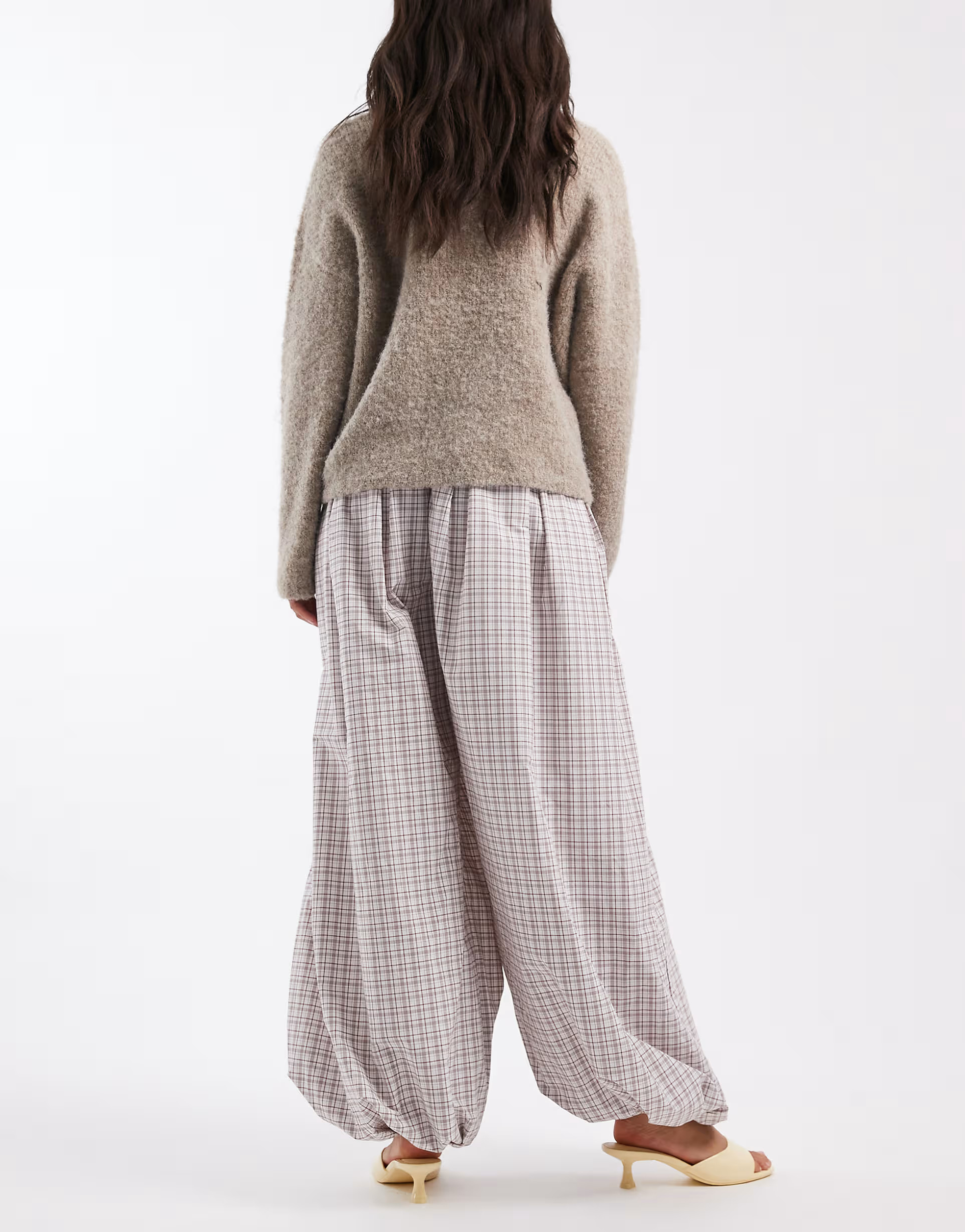 ASOS DESIGN cotton balloon trouser in brown check | ASOS | ASOS (Global)