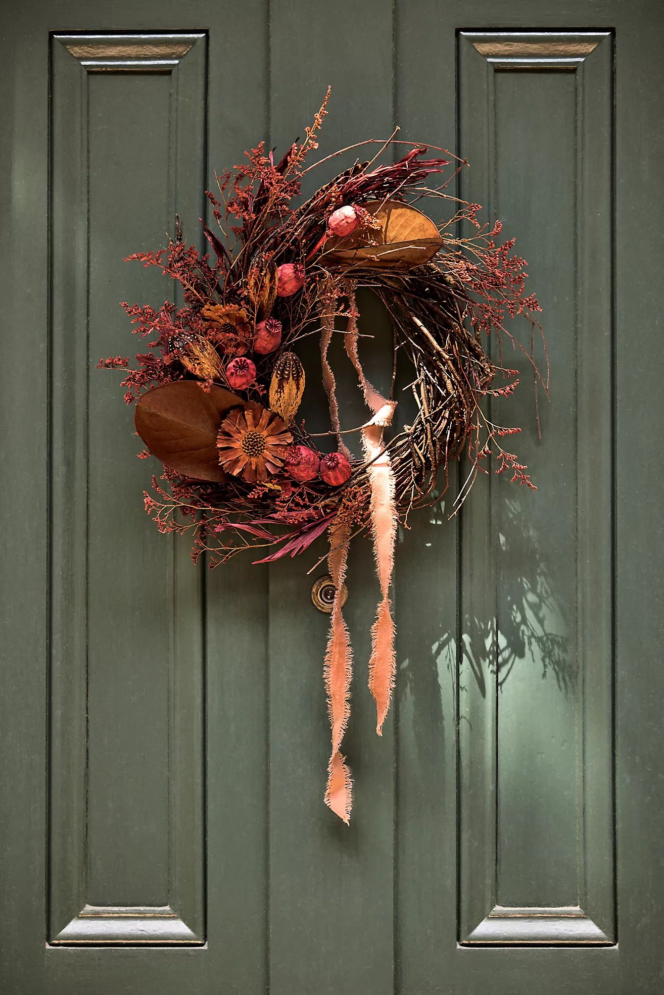 Dried Papaver + Feather Wreath | Anthropologie (US)