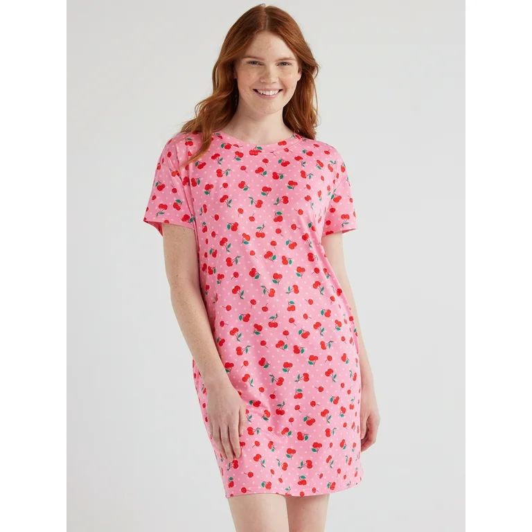 Joyspun Women's Short Sleeve Sleepshirt, Sizes S/M to 2X/3X | Walmart (US)