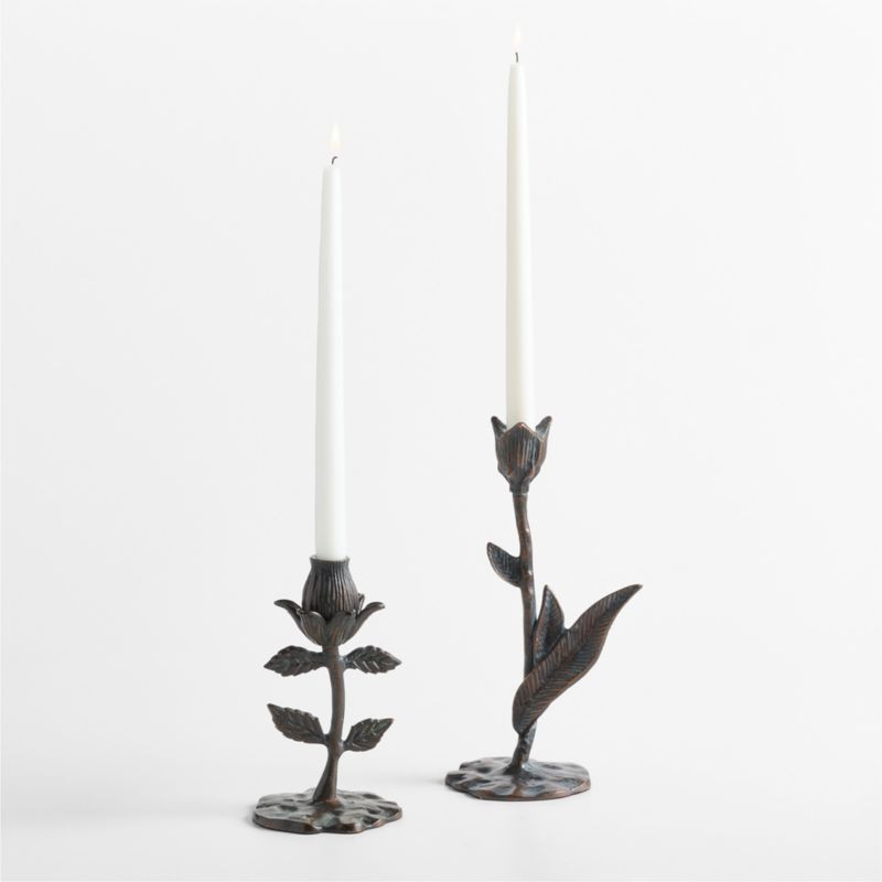 Meadow Antique Floral Small Taper Holder 8 | Crate & Barrel