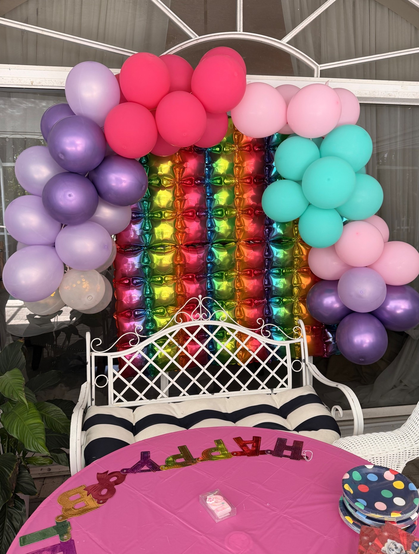 Girl’s Paw Patrol 5th Birthday party featuring Skye, Everest, and Liberty colors. 

Balloon arch and rainbow balloon backdrop. 

#LTKParty

#LTKmomlife #LTKKids