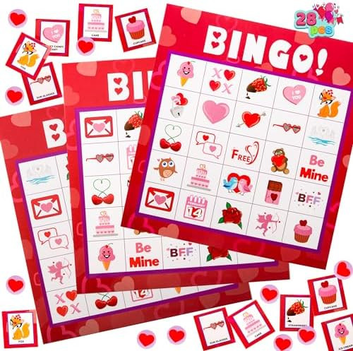 JOYIN Valentines Day Bingo Game Cards (5x5) – 28 Players for Kids Party Gift, School Classroom ... | Amazon (US)