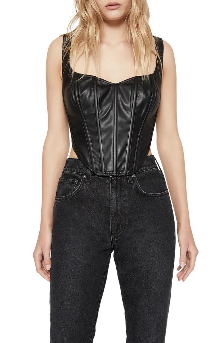 Bardot Faux Leather Corset Bustier Top | Nordstrom | Nordstrom