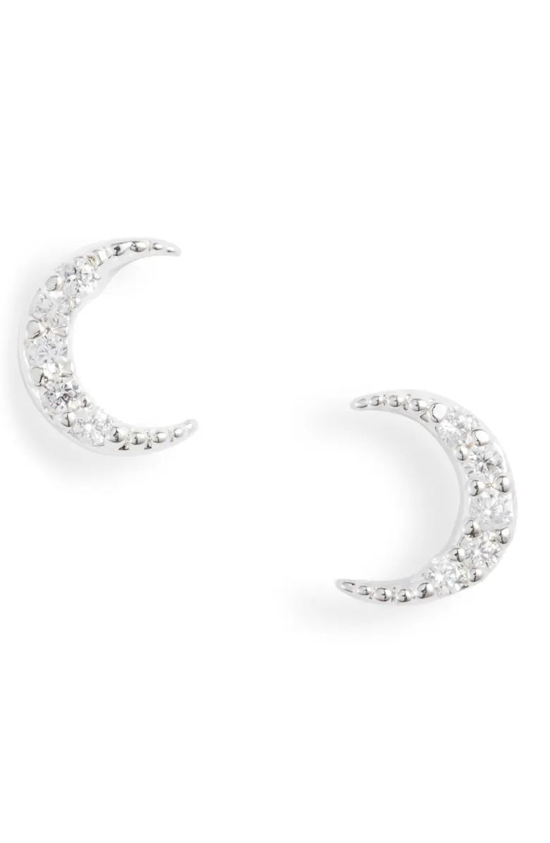 Pavé Crescent Moon Stud Earrings | Nordstrom