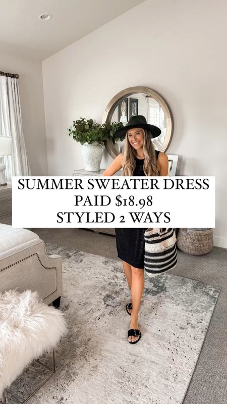 I have partnered with @walmartfashion #walmartpartner to share this darling lined $18.98 stitch sweater dress styled more casually for a pool or beach day, and styled more formally for a date night out!

This $11 hat, these $24.99 slides, this $19.98 bag, this $20.98 purse and this $22 cardigan will also be pieces you can style with SO many other items in your closet to feel fresh all year long! #walmartfashion 

#LTKFindsUnder50 #LTKSwim #LTKFindsUnder100