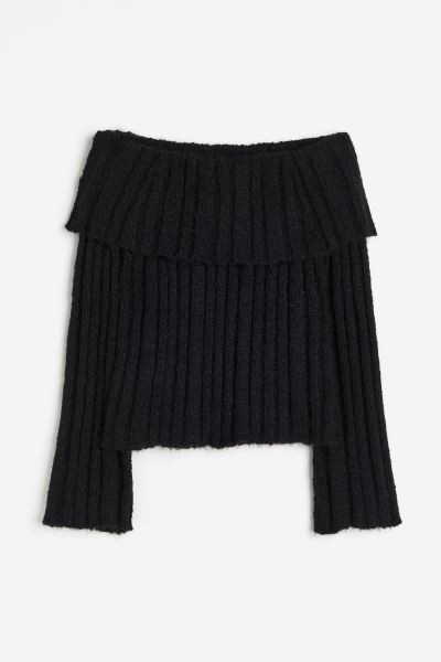 Rib-knit off-the-shoulder jumper | H&M (UK, MY, IN, SG, PH, TW, HK)