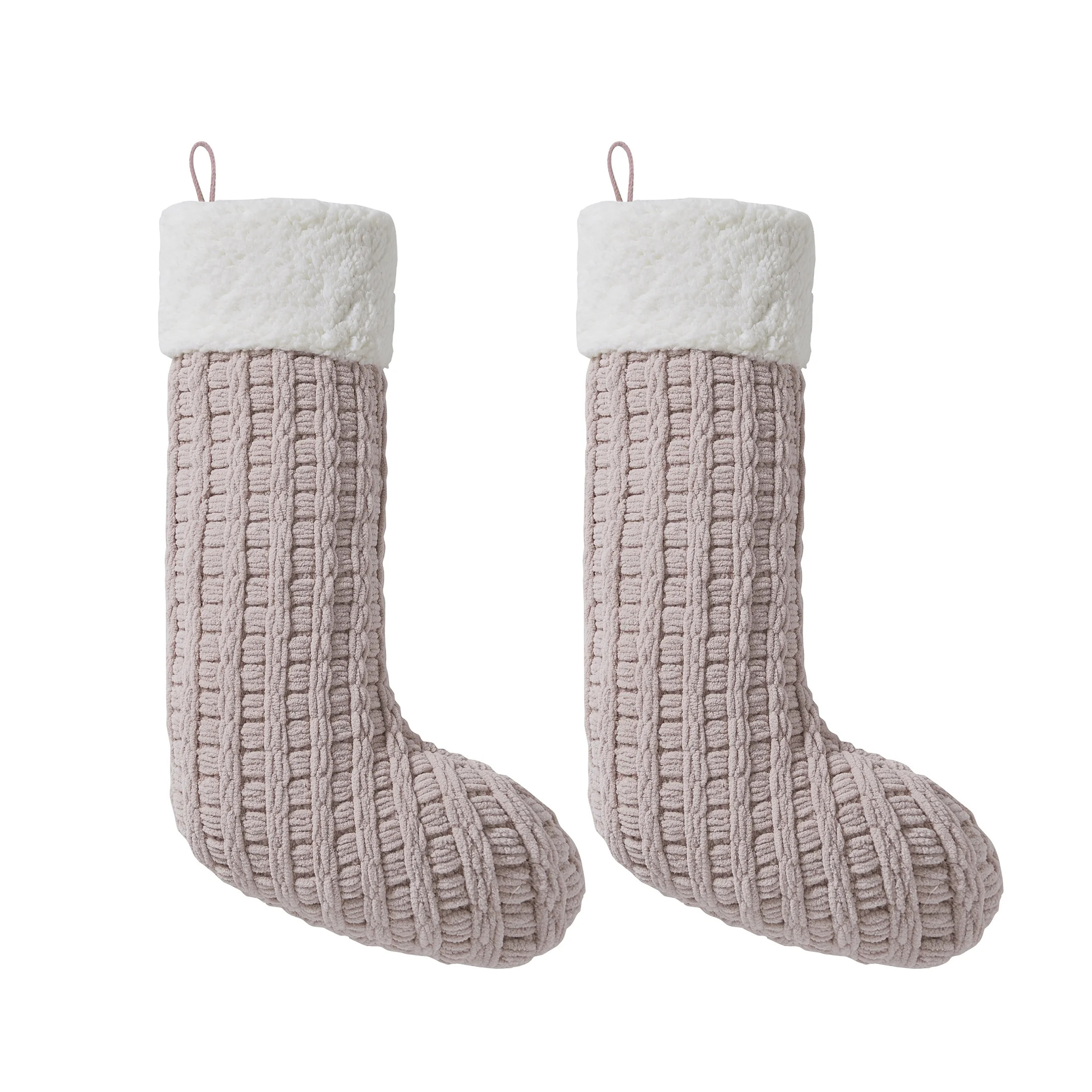 My Texas House Charlotte Blush Pink Chenille Basketweave Christmas Stockings, 20" x 10" (2 Count)... | Walmart (US)