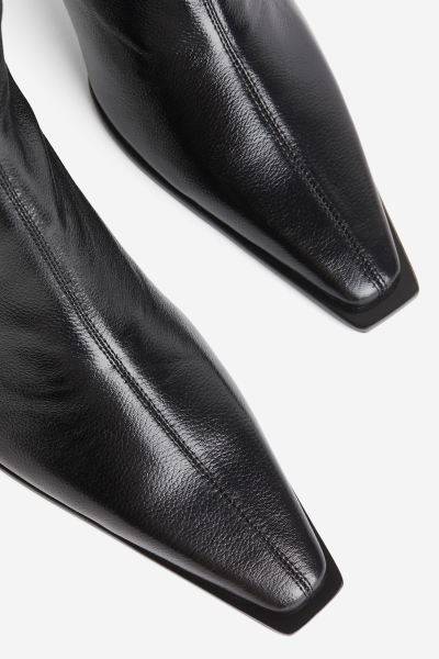 Leather Sock Boots - Midnight black - Ladies | H&M US | H&M (US + CA)
