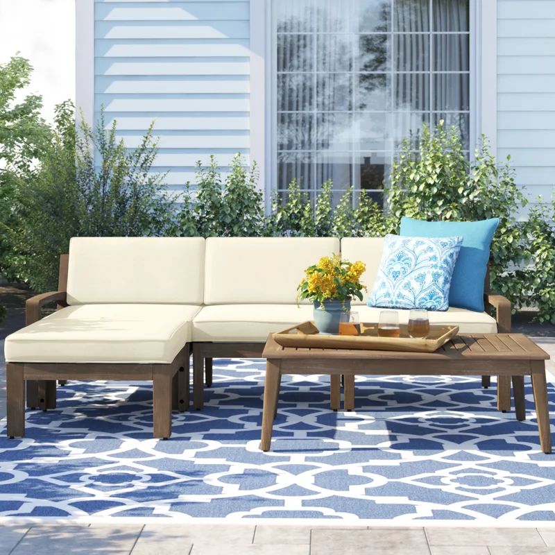 Tandon Solid Wood 3 - Person Seating Group with Cushions | Wayfair North America