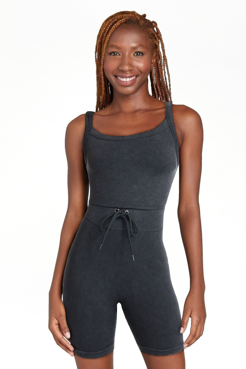 No Boundaries Seamless Shirttail Tank and Tie Front Bike Shorts Set, 2-Piece, Women's | Walmart (US)