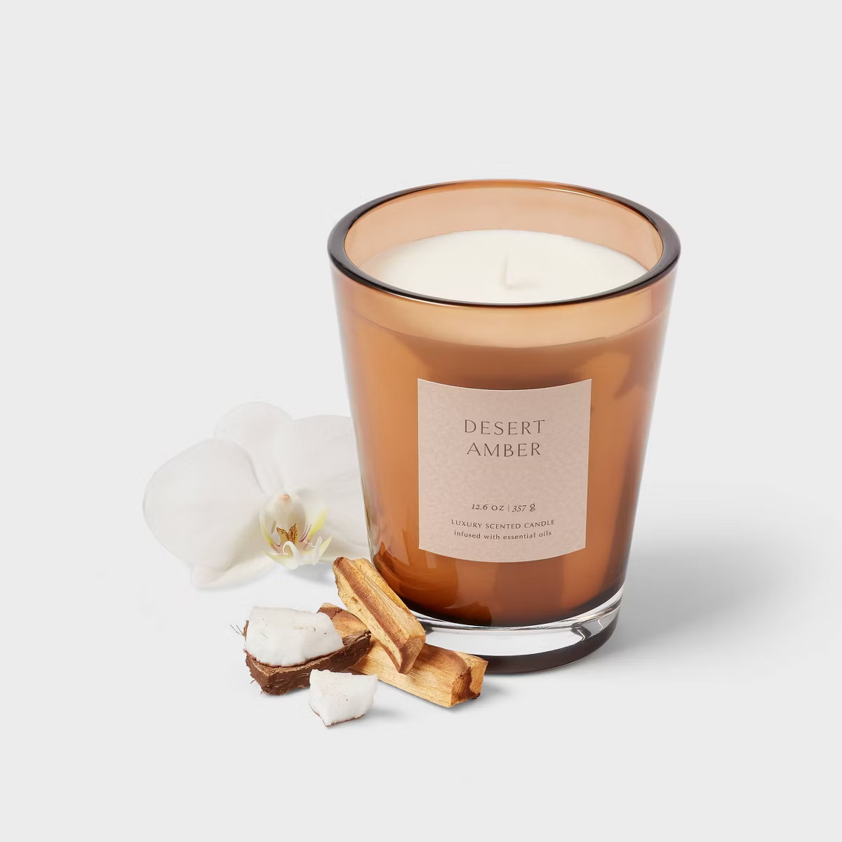 Colored Vase Glass with Dustcover Desert Amber Candle Brown - Threshold™ | Target