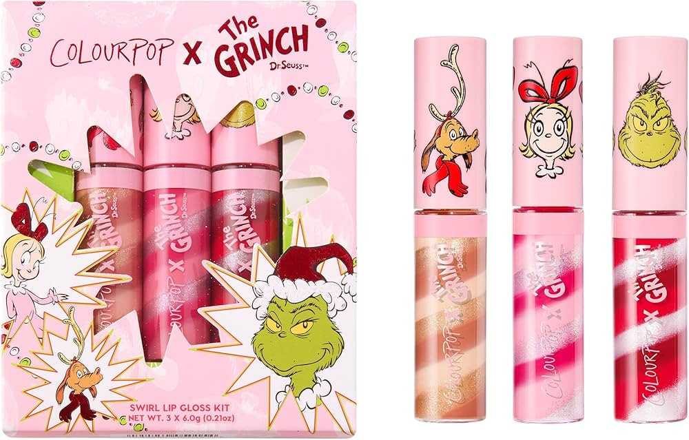 ColourPop x The Grinch Merry Grinchmas Swirl Tinted Lip Gloss Makeup Kit - Vegan Hydrating Lip Gl... | Amazon (US)