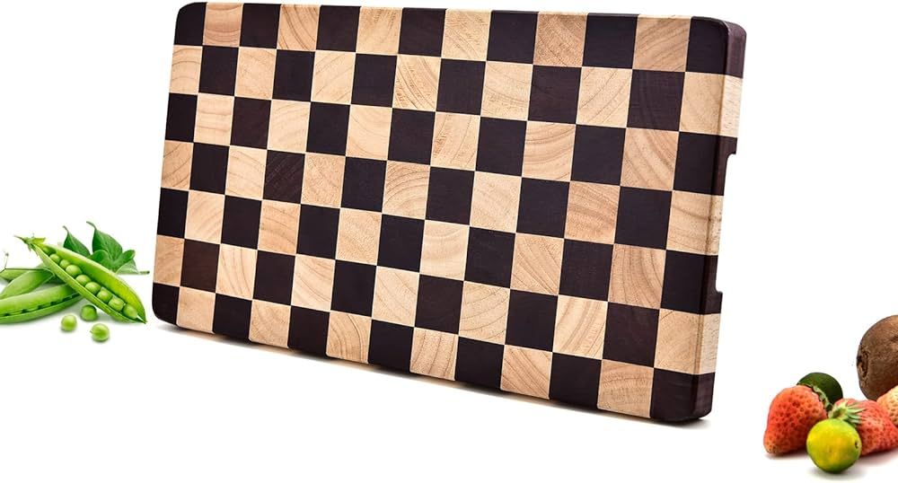 Amazon.com: Wood Cutting Board Butcher Block, Wooden Chopping Board with Checkerboard Pattern a... | Amazon (US)