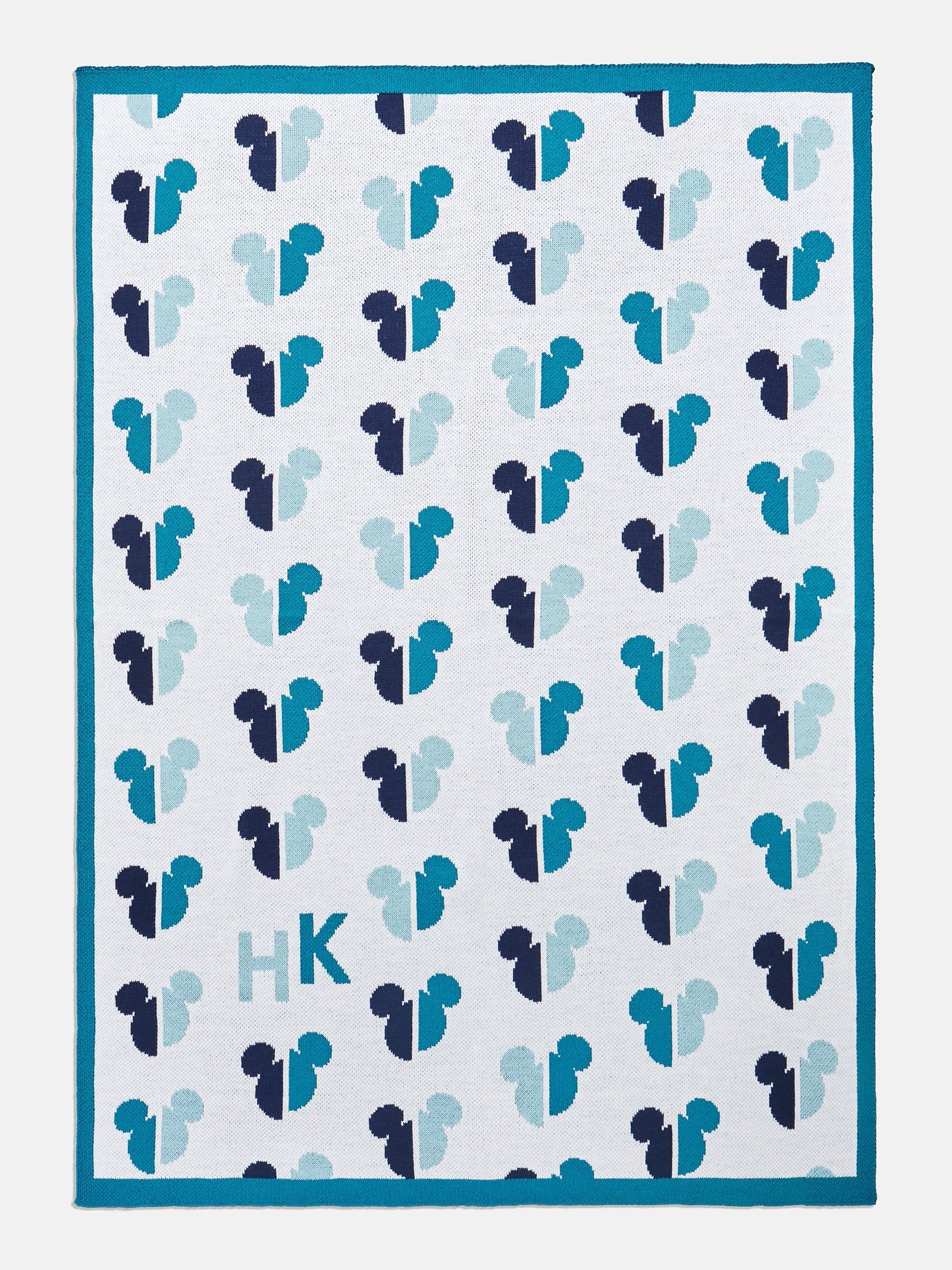 Mickey Mouse Custom Initial Blanket - White/Blue | BaubleBar (US)