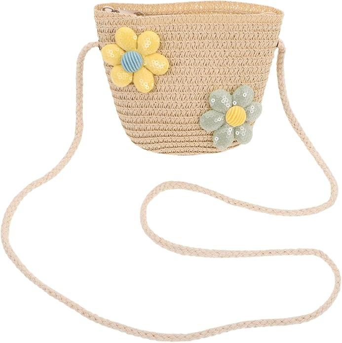 SHERCHPRY Straw Bag for Girls, Straw Shoulder Purse, Cute Woven Bucket Bag, Stylish Floral Patter... | Amazon (US)