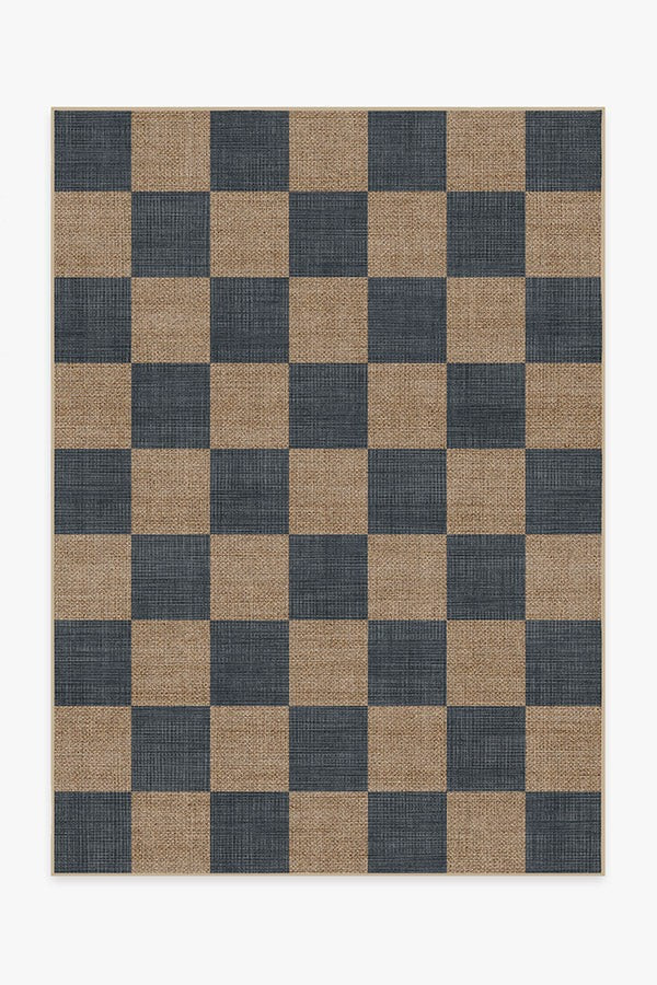 Checkerboard Soft Navy Re-Jute Rug | Ruggable