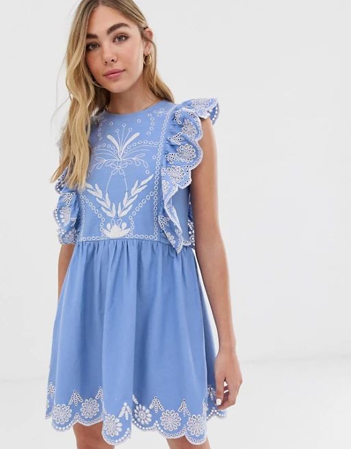 ASOS DESIGN mini embroidered smock sundress | ASOS US