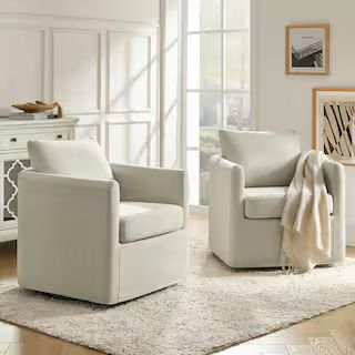 JAYDEN CREATION Christepher Modern Linen Slipcovered 360° Swivel Chair Set of 2 CHMJ0949-LIN-S2 ... | The Home Depot