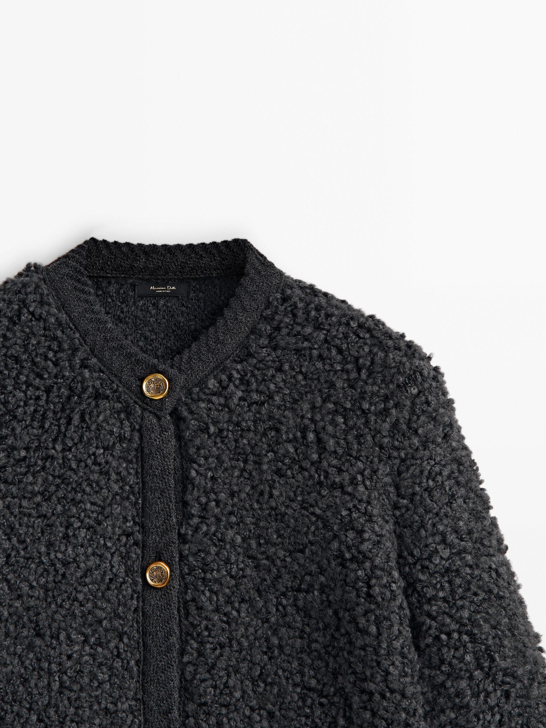 Bouclé knit cardigan with buttons | Massimo Dutti US
