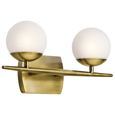 Kichler 45581NBR Natural Brass Jasper 2 Light Bathroom Vanity Light | Build.com, Inc.