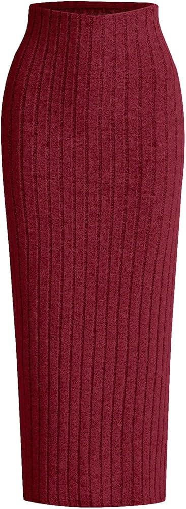 Milumia Women's High Waist Ribbed Knit Long Pencil Skirt Casual Bodycon Maxi Skirts | Amazon (US)