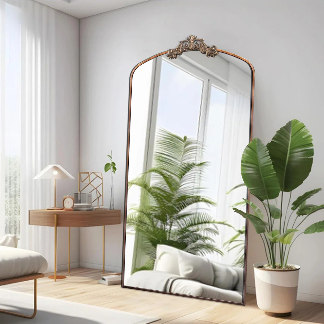 Full Length Mirror 36x66 Inch Vintage Ornate Arched Floor Mirror Metal Framed Mirror Dressing Mir... | Wayfair North America