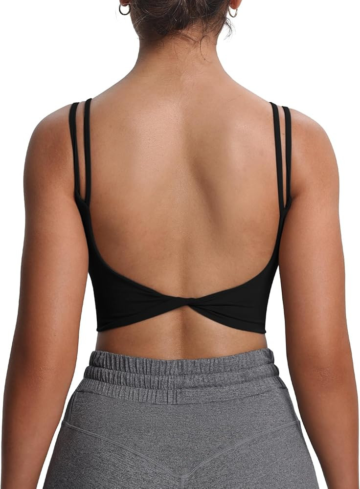 Aoxjox Women's Workout Sports Bras Fitness Yoga Crop Tank Twist Back Cami | Amazon (US)